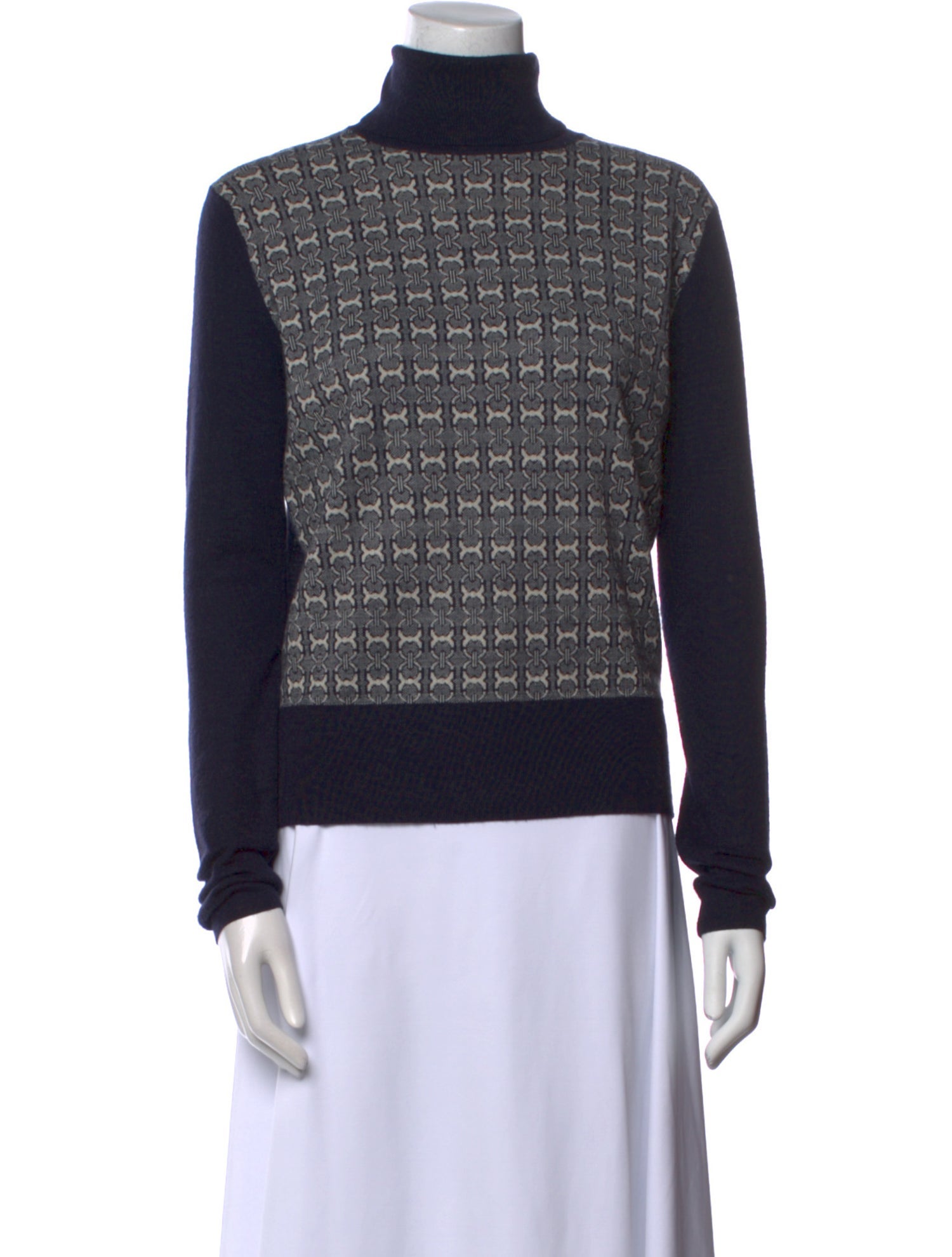 Tory Burch Plaid Print Turtleneck Sweater