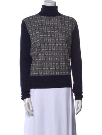 Tory Burch Plaid Print Turtleneck Sweater