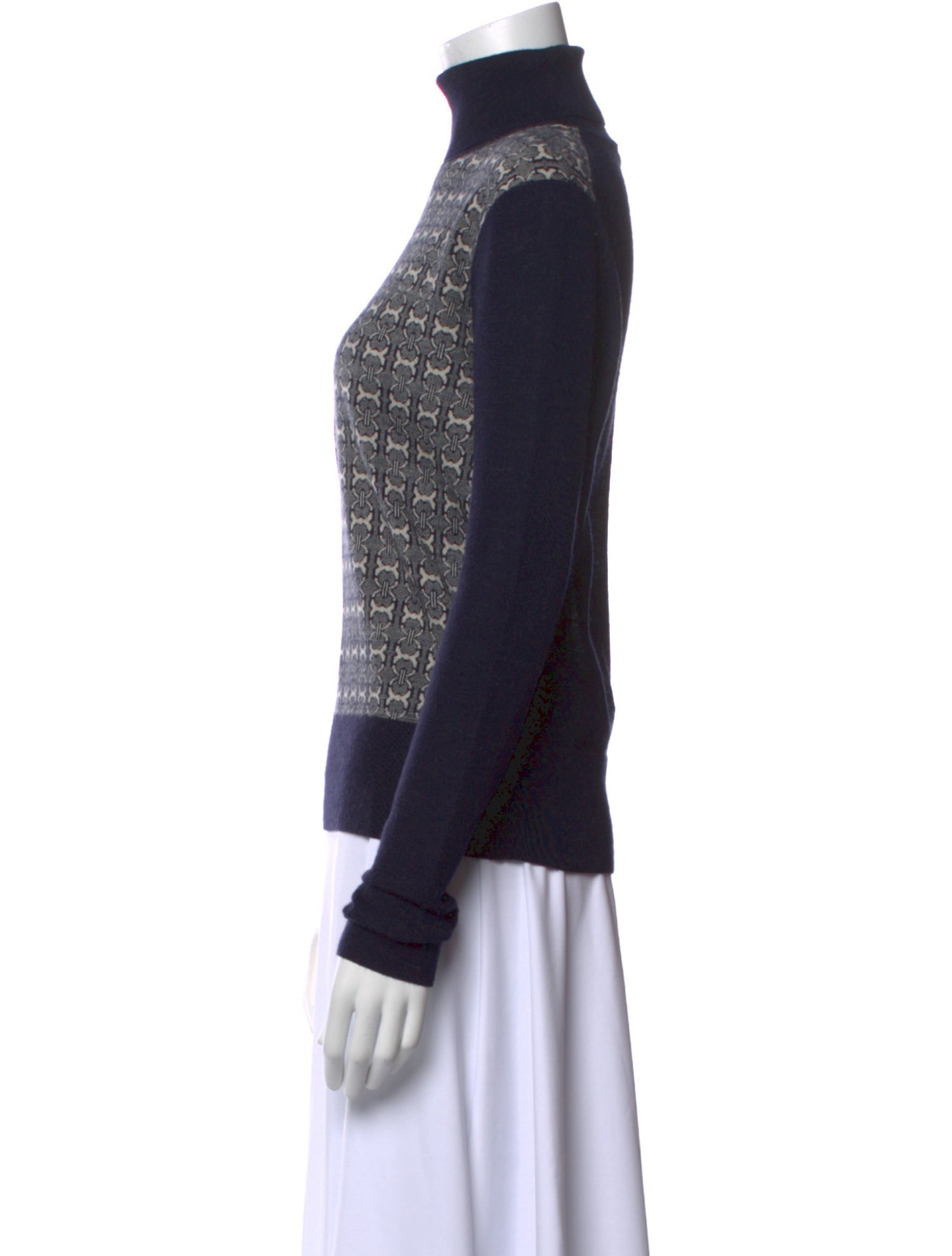 Tory Burch Plaid Print Turtleneck Sweater