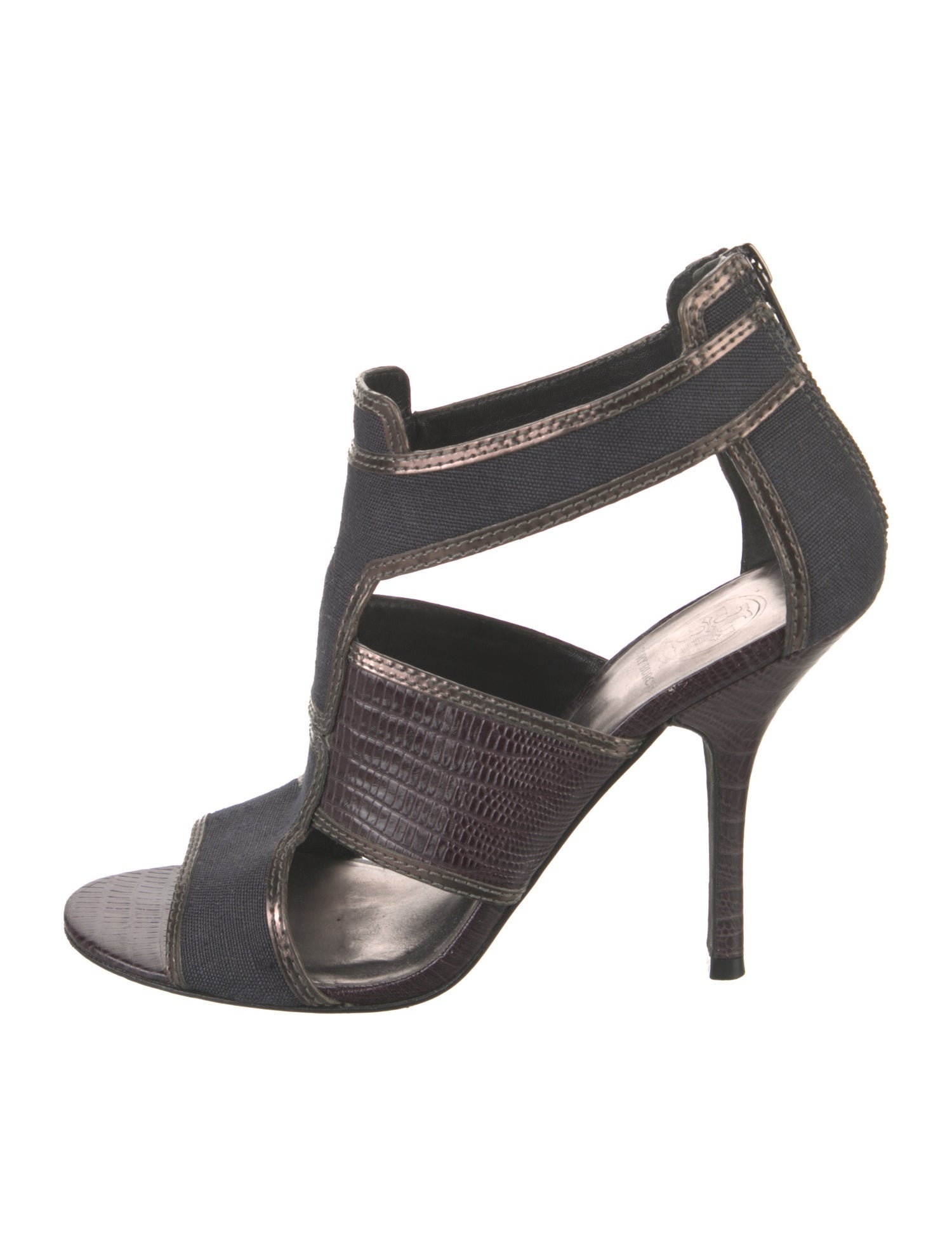 Tory Burch Leather Animal Print T-Strap Sandals