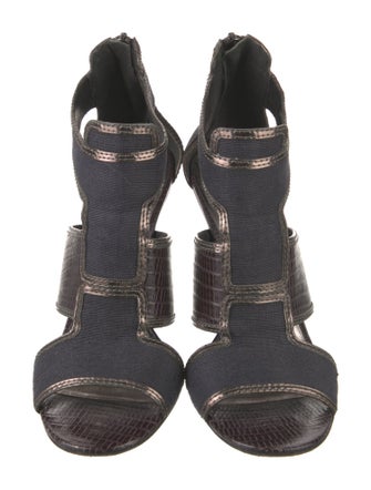 Tory Burch Leather Animal Print T-Strap Sandals