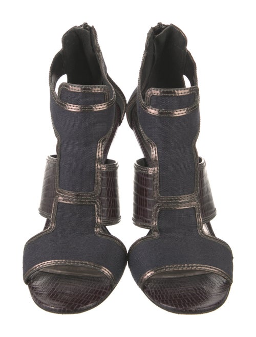 Tory Burch Leather Animal Print T-Strap Sandals