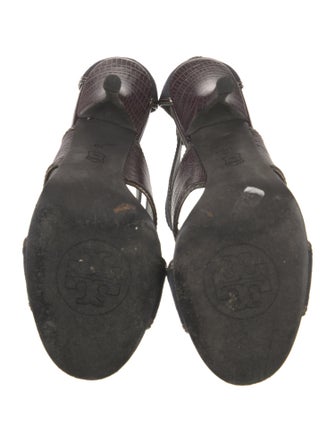 Tory Burch Leather Animal Print T-Strap Sandals