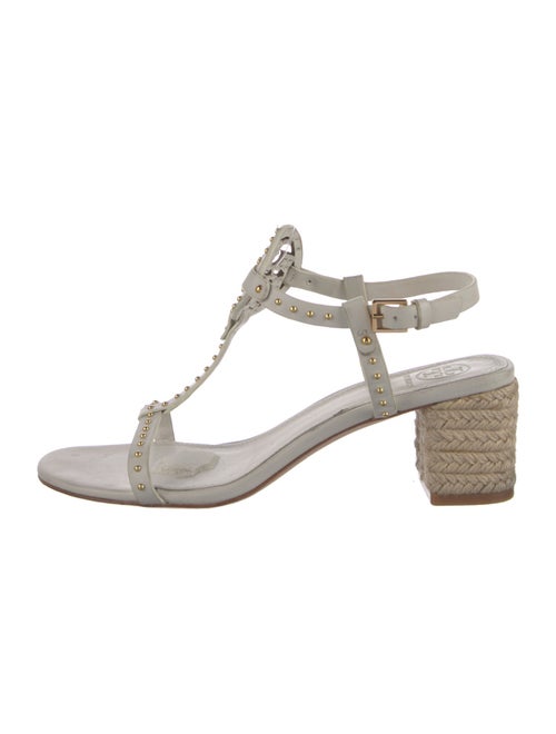 Tory Burch Leather Studded Accents T-Strap Sandals