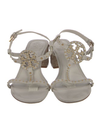 Tory Burch Leather Studded Accents T-Strap Sandals