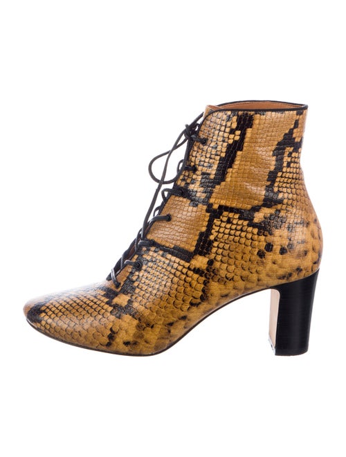 Tory Burch Embossed Leather Animal Print Lace-Up Boots