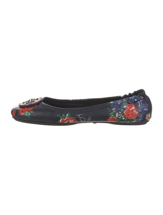 Tory Burch Leather Floral Print Ballet Flats