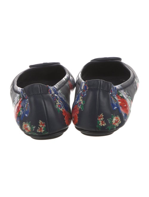 Tory Burch Leather Floral Print Ballet Flats