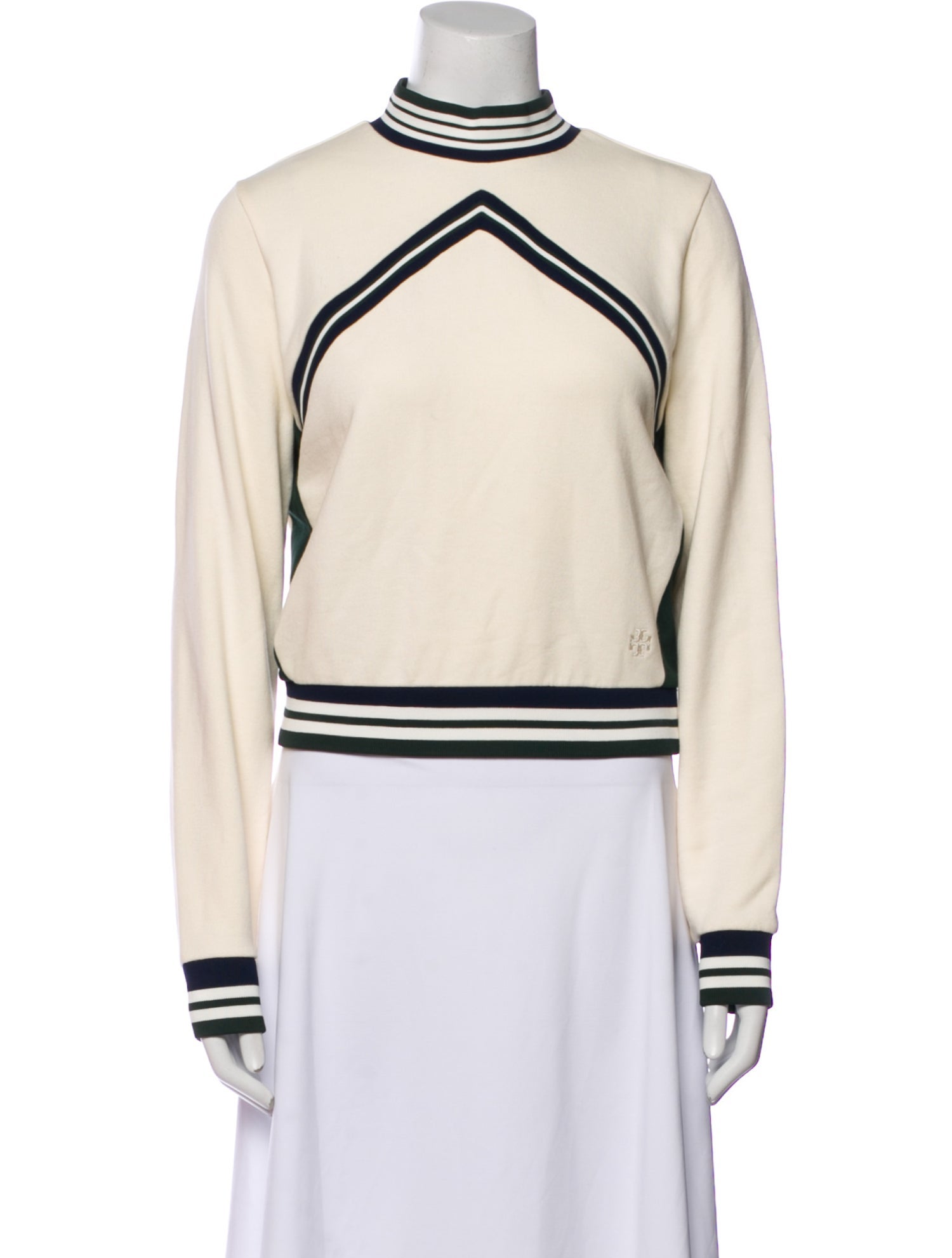 Tory Burch Striped Mock Neck Sweatshirt