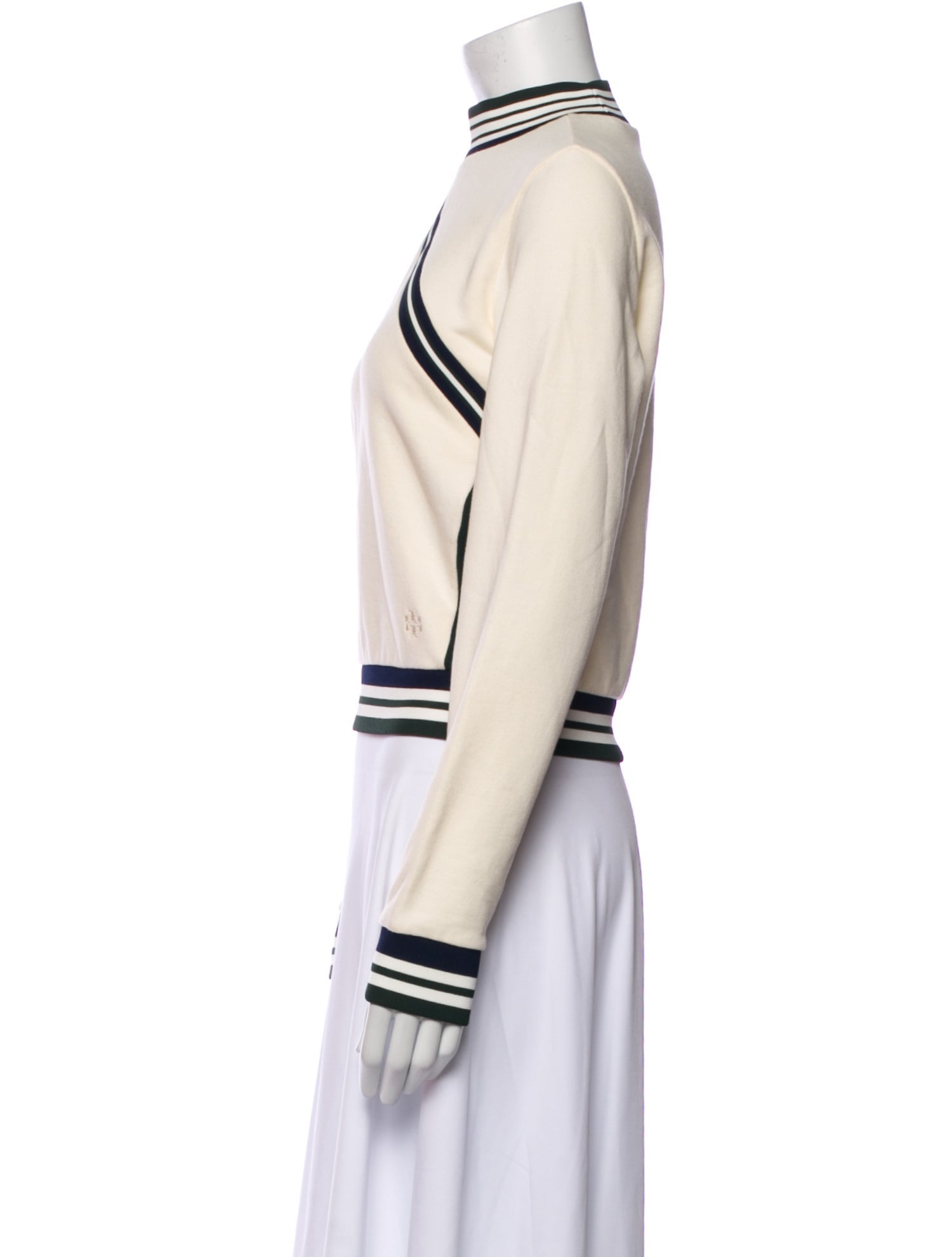 Tory Burch Striped Mock Neck Sweatshirt
