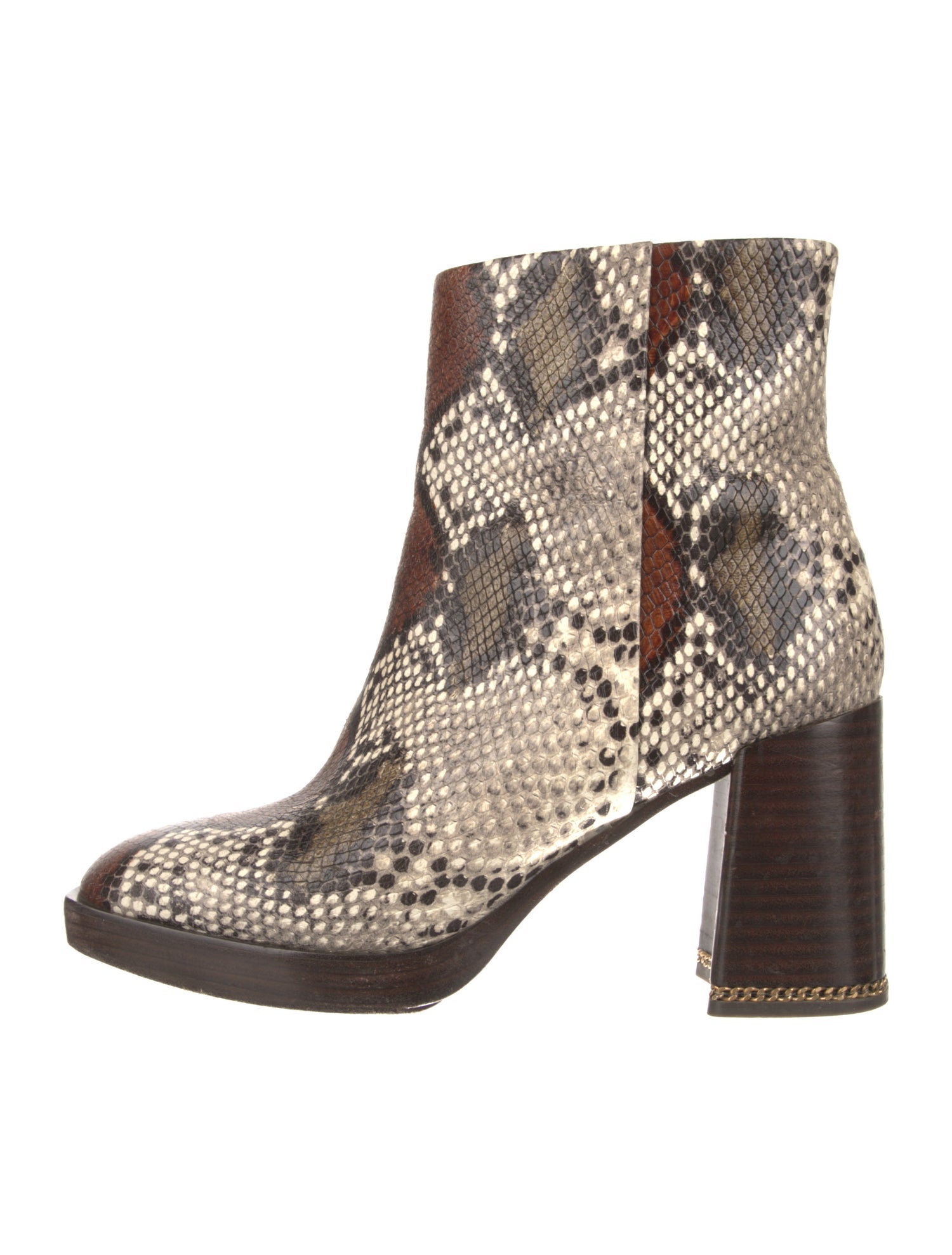 Tory Burch Embossed Leather Animal Print Boots