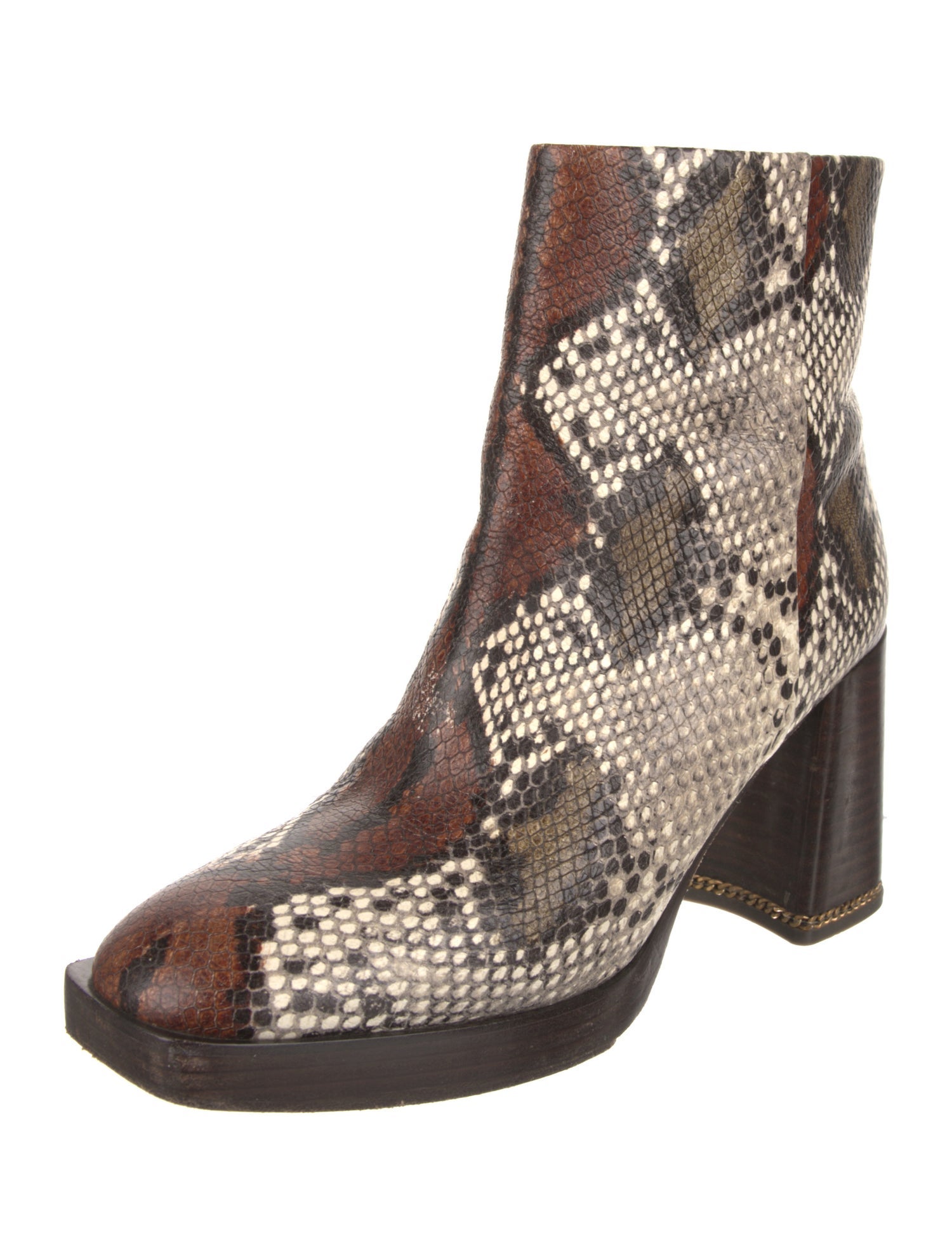 Tory Burch Embossed Leather Animal Print Boots