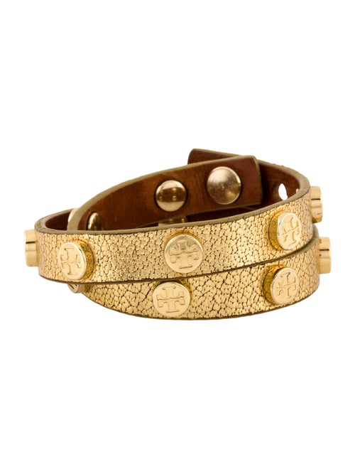 Tory Burch Leather Studded Double Wrap Bracelet
