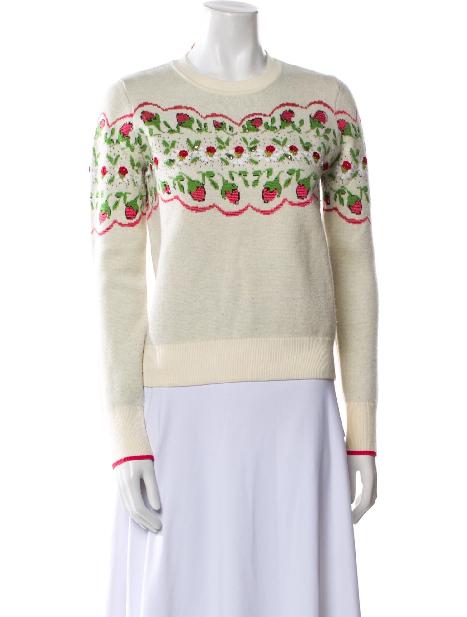 Tory Burch Graphic Print Crew Neck Sweater