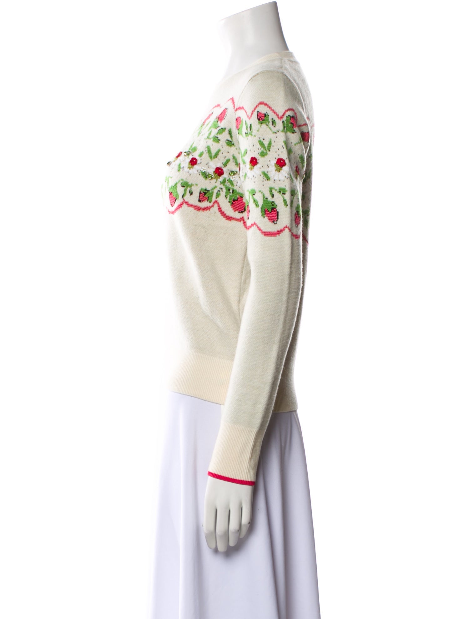 Tory Burch Graphic Print Crew Neck Sweater