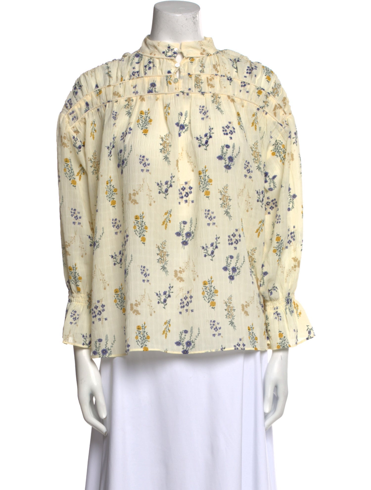 BA&SH Floral Print Mock Neck Blouse