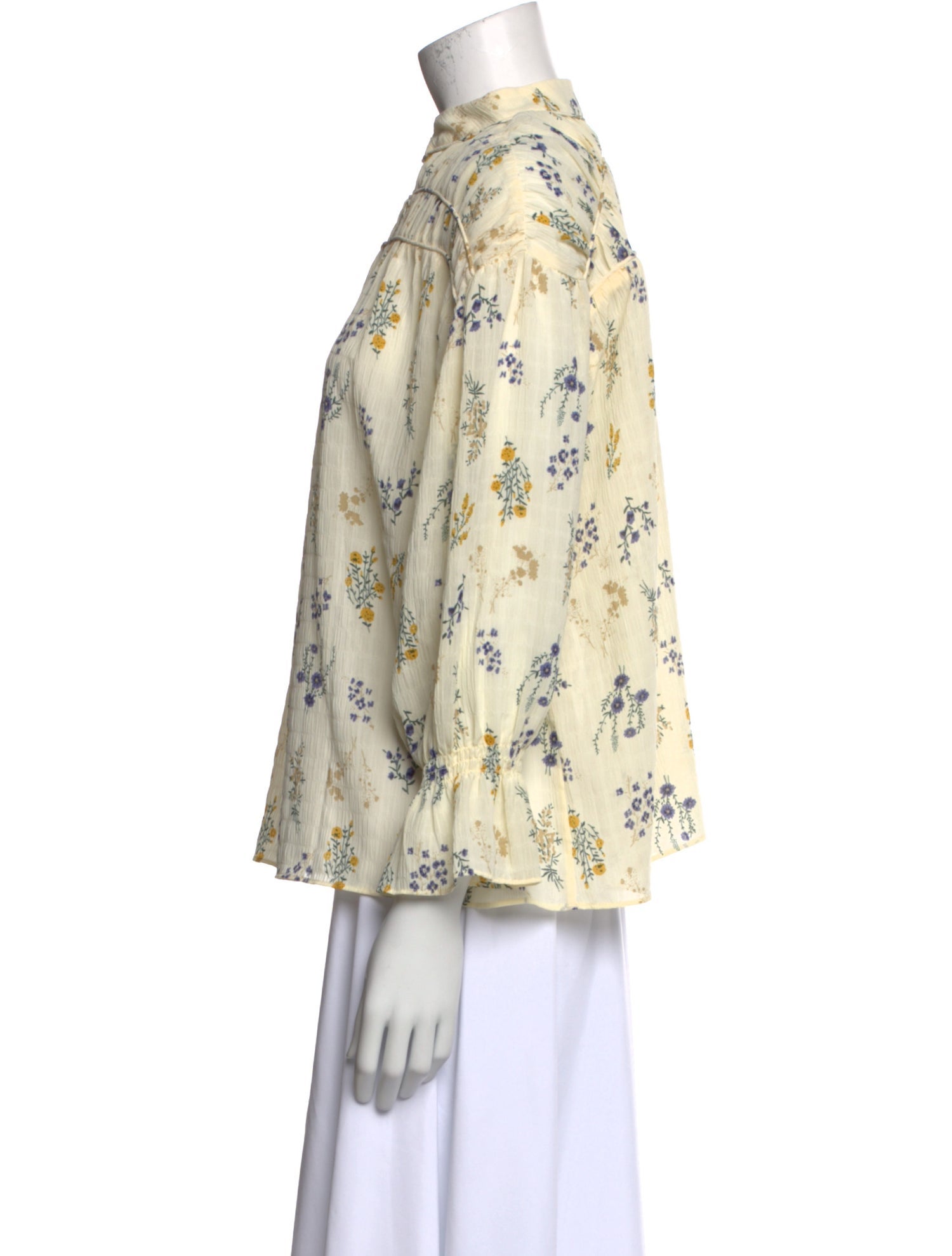 BA&SH Floral Print Mock Neck Blouse