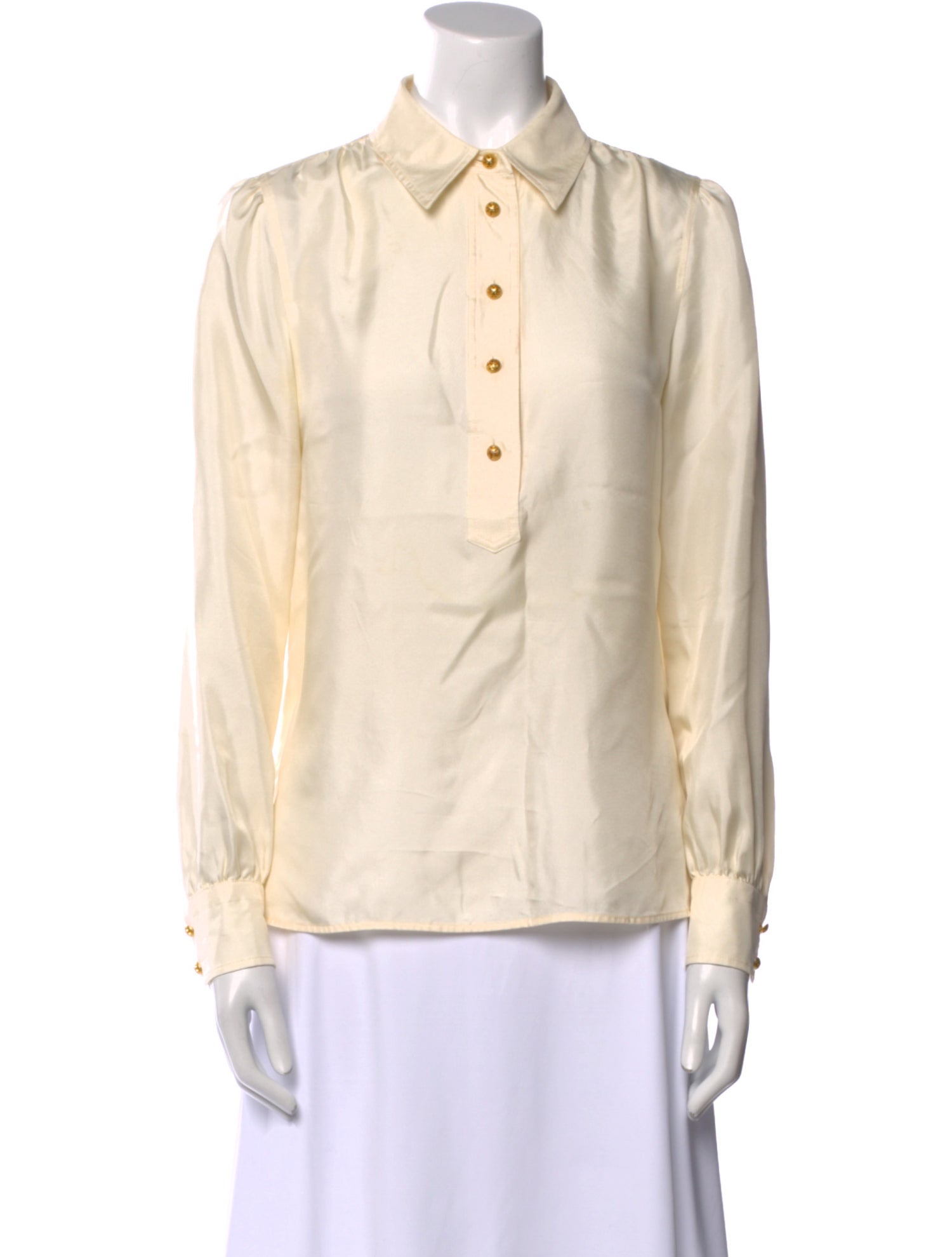 Tory Burch Silk Long Sleeve Button-Up Top
