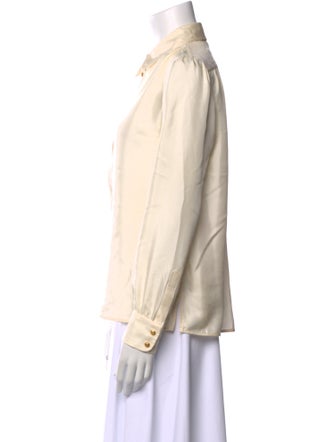 Tory Burch Silk Long Sleeve Button-Up Top