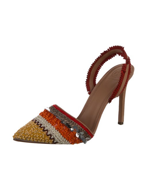 Tory Burch Suede Sequin Embellishments Slingback Pumps