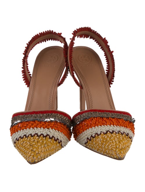 Tory Burch Suede Sequin Embellishments Slingback Pumps