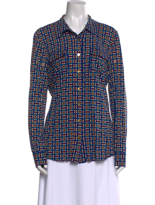 Tory Burch Printed Long Sleeve Button-Up Top
