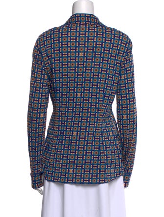 Tory Burch Printed Long Sleeve Button-Up Top