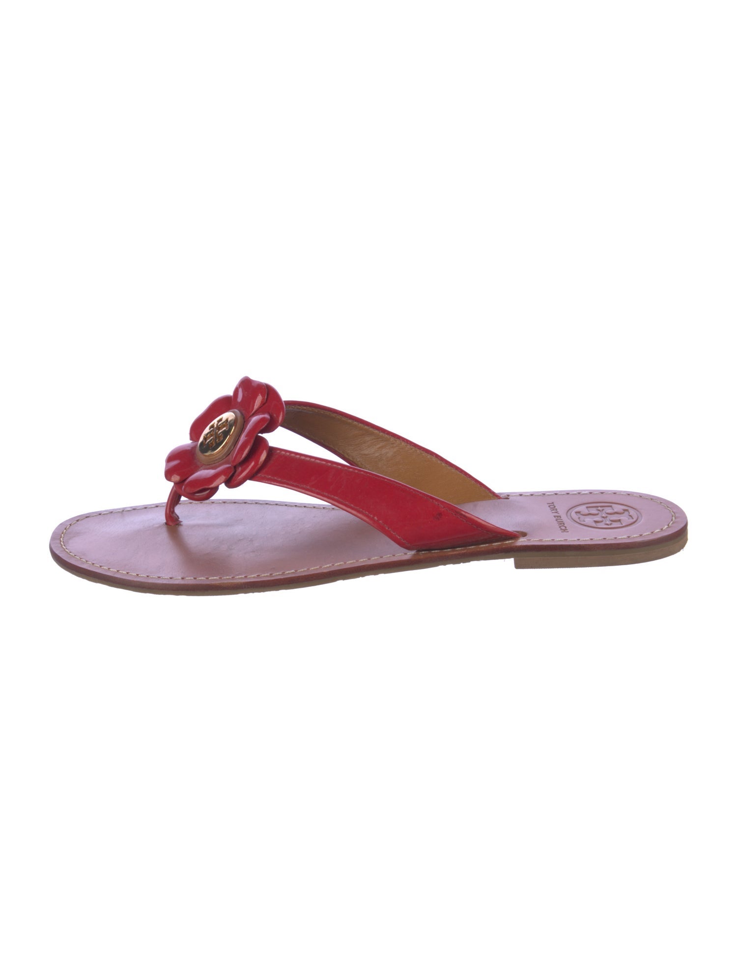 Tory Burch Patent Leather Colorblock Pattern Slides