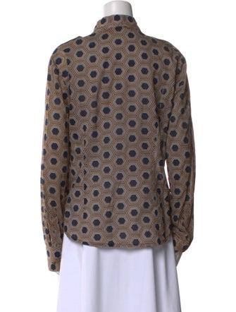 Tory Burch Printed Long Sleeve Button-Up Top