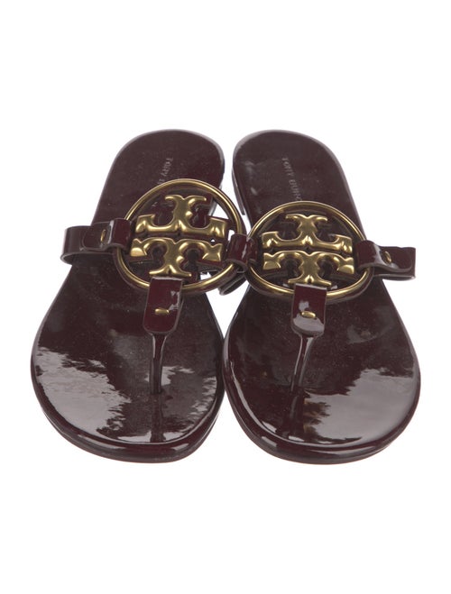Tory Burch Signature Logo Patent Leather Flip Flops