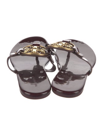 Tory Burch Signature Logo Patent Leather Flip Flops