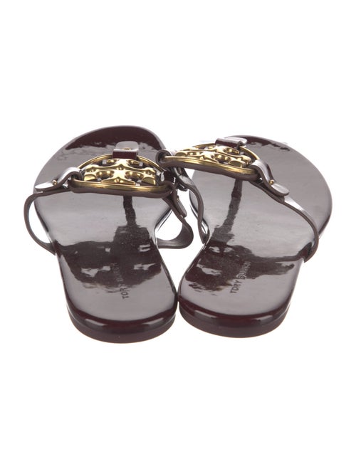 Tory Burch Signature Logo Patent Leather Flip Flops