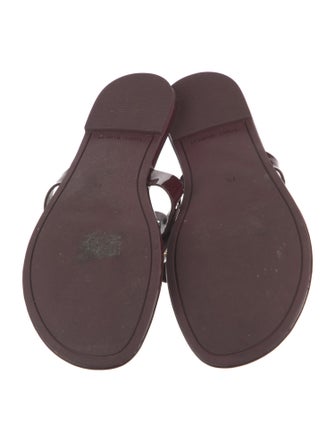 Tory Burch Signature Logo Patent Leather Flip Flops