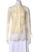 Tory Burch Silk Lace Pattern Button-Up Top