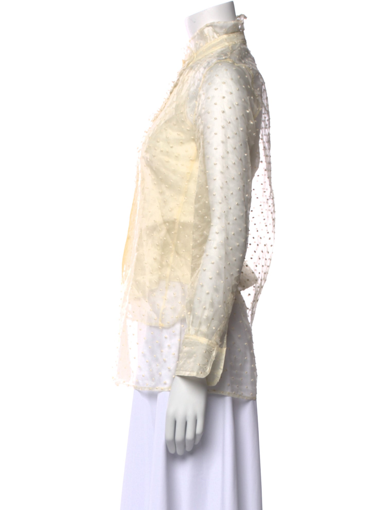 Tory Burch Silk Lace Pattern Button-Up Top