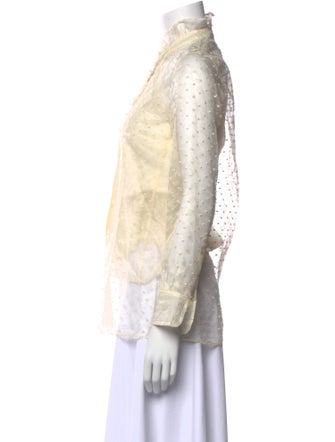 Tory Burch Silk Lace Pattern Button-Up Top