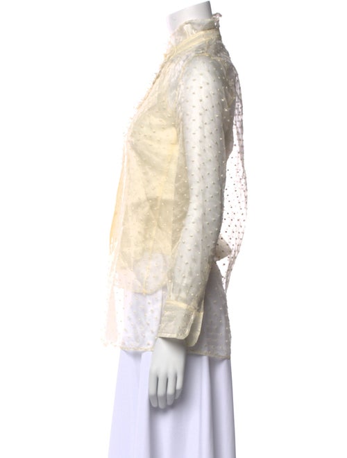 Tory Burch Silk Lace Pattern Button-Up Top