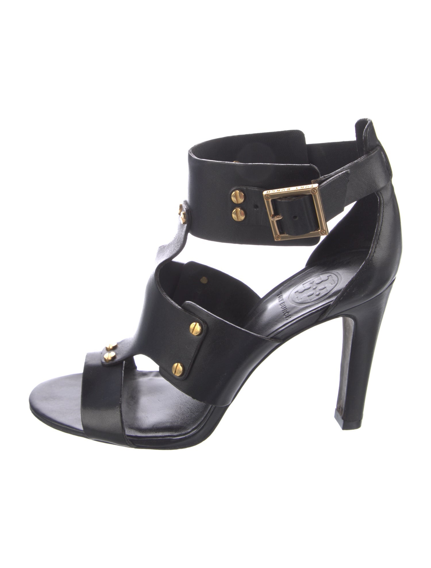 Tory Burch Leather Studded Accents T-Strap Sandals
