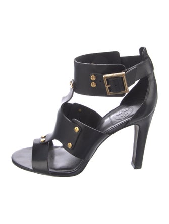 Tory Burch Leather Studded Accents T-Strap Sandals