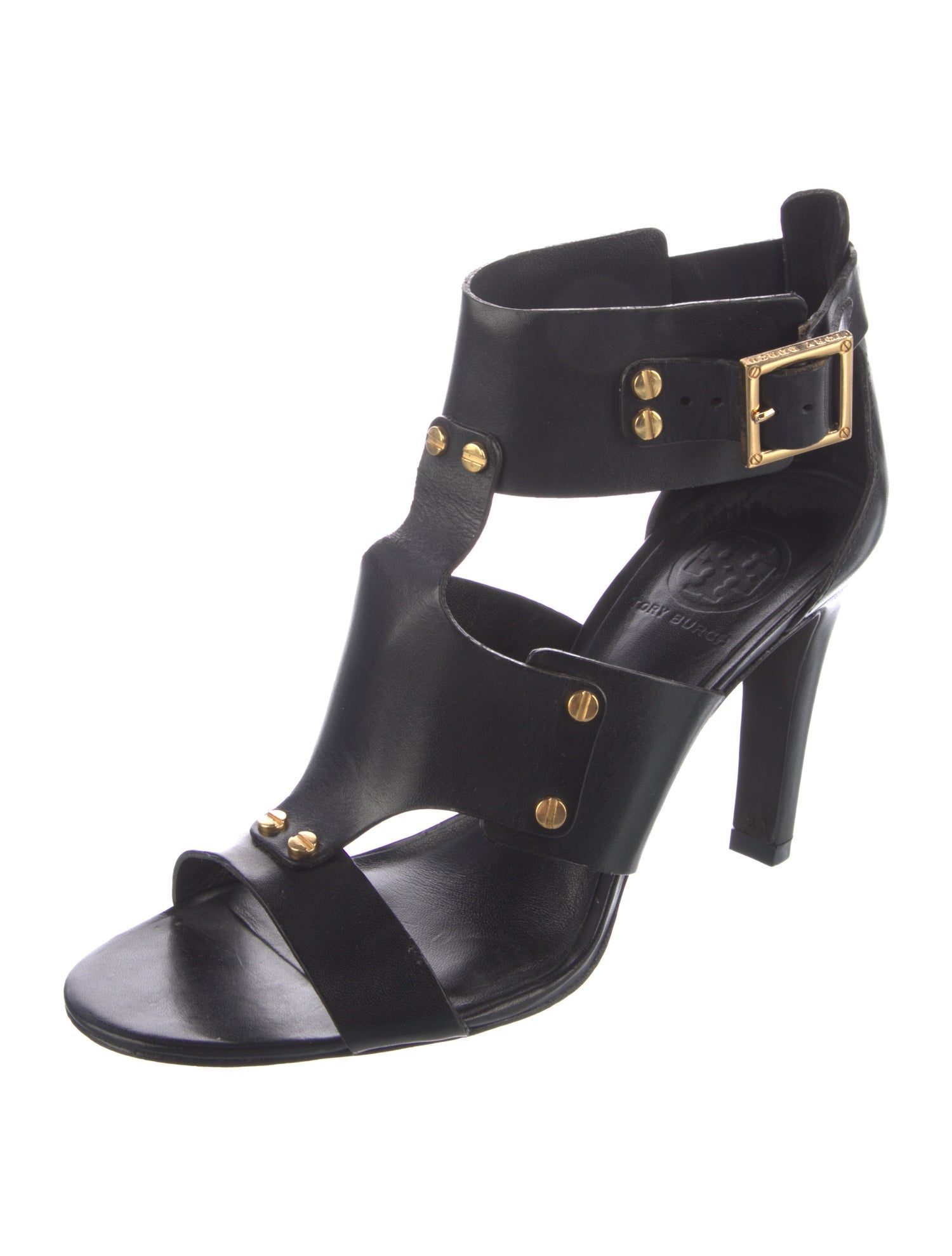 Tory Burch Leather Studded Accents T-Strap Sandals