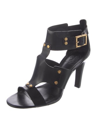 Tory Burch Leather Studded Accents T-Strap Sandals