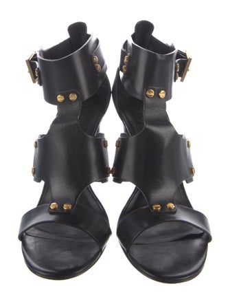 Tory Burch Leather Studded Accents T-Strap Sandals