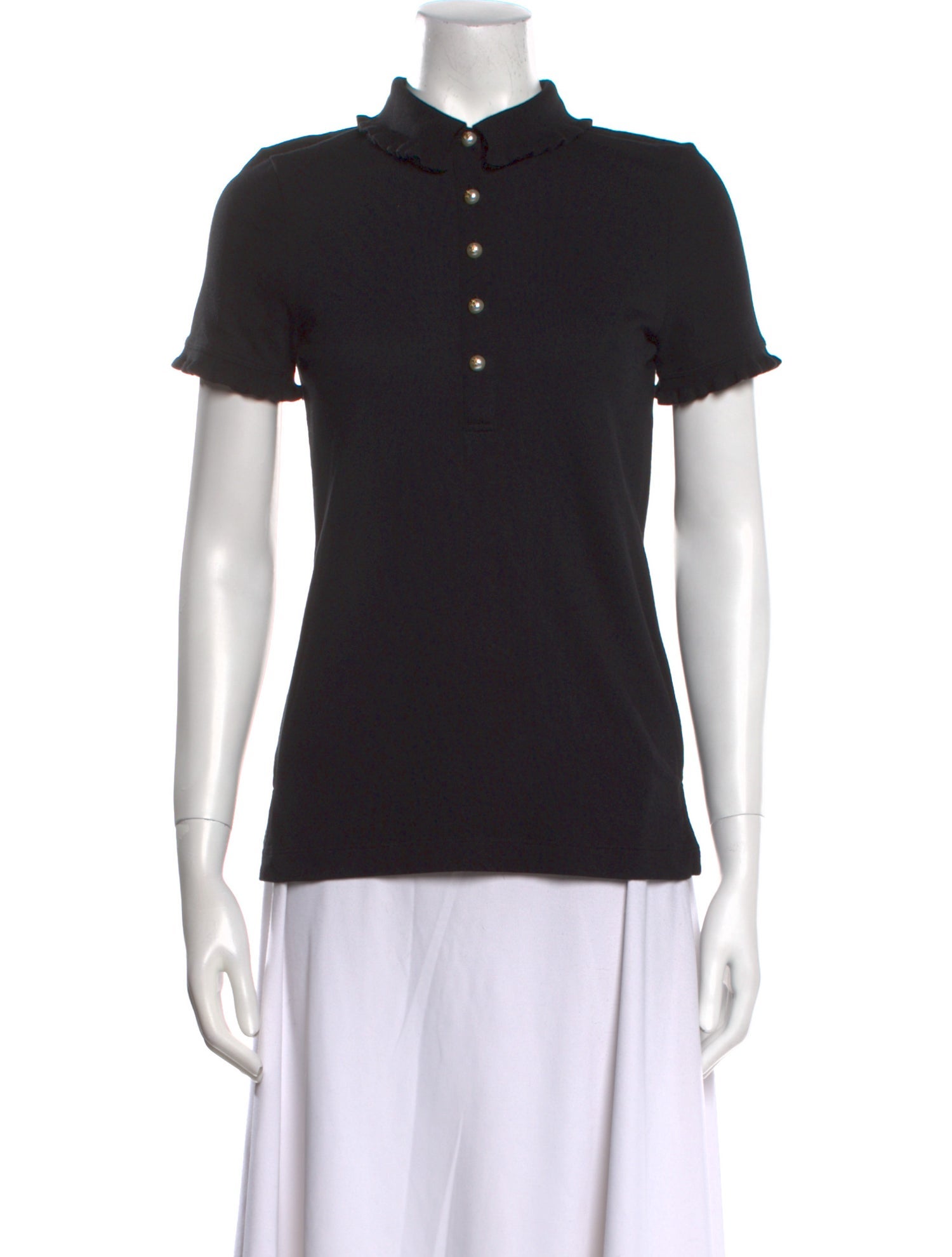 Tory Burch Mock Neck Short Sleeve Polo