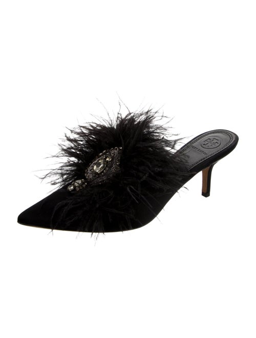 Tory Burch Satin Crystal Embellishments Mules