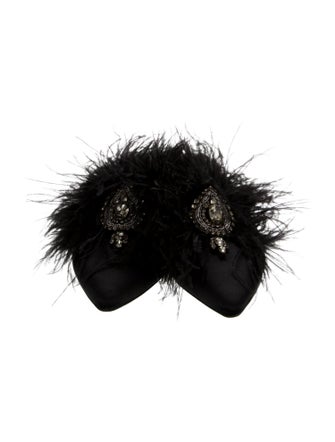 Tory Burch Satin Crystal Embellishments Mules