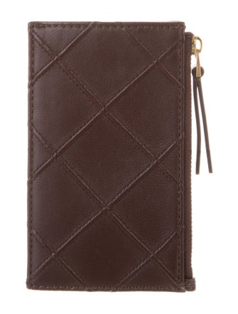 Tory Burch Intrecciato Weave Leather Card Holder