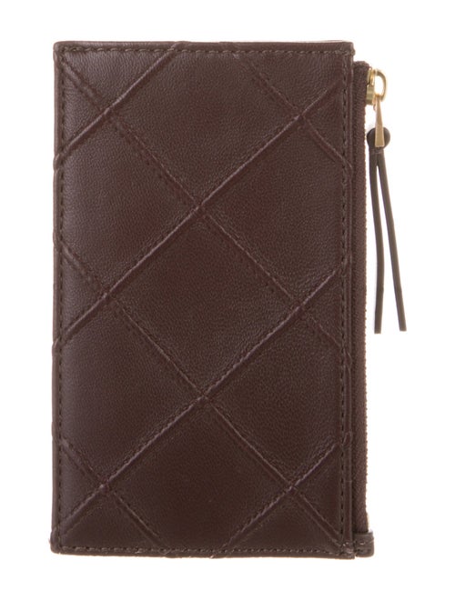 Tory Burch Intrecciato Weave Leather Card Holder