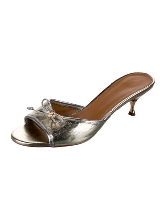 Tory Burch Leather Bow Accents Slides
