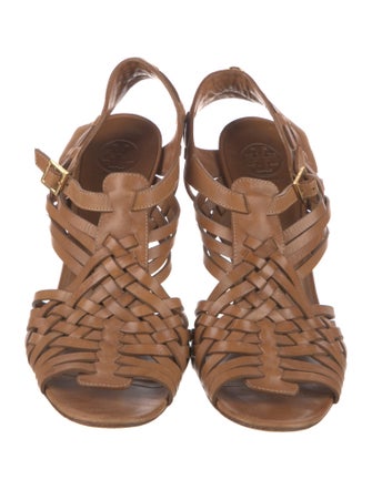 Tory Burch Leather Braided Accents Slingback Sandals