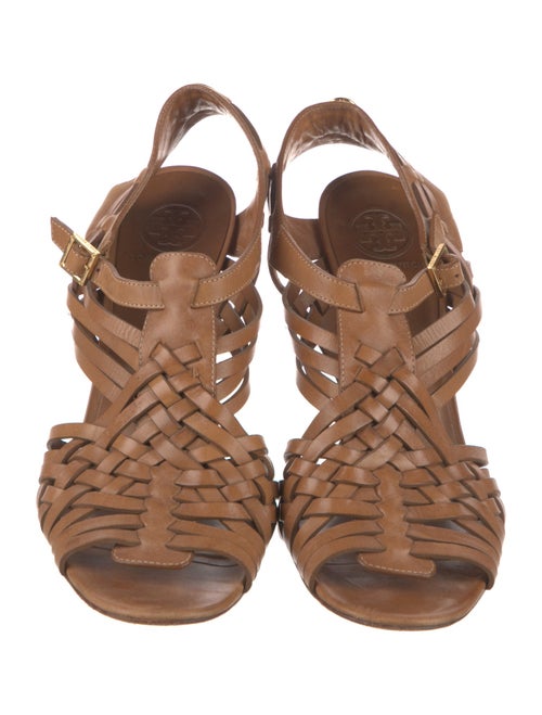Tory Burch Leather Braided Accents Slingback Sandals